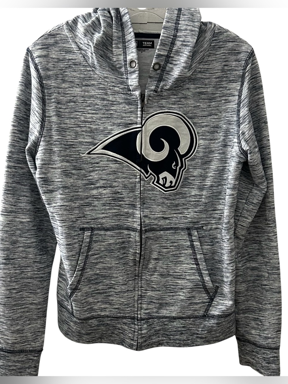 Los Angeles Rams Women's Medium Blue Heathered Embroidered Logo Full Zip Hoodie